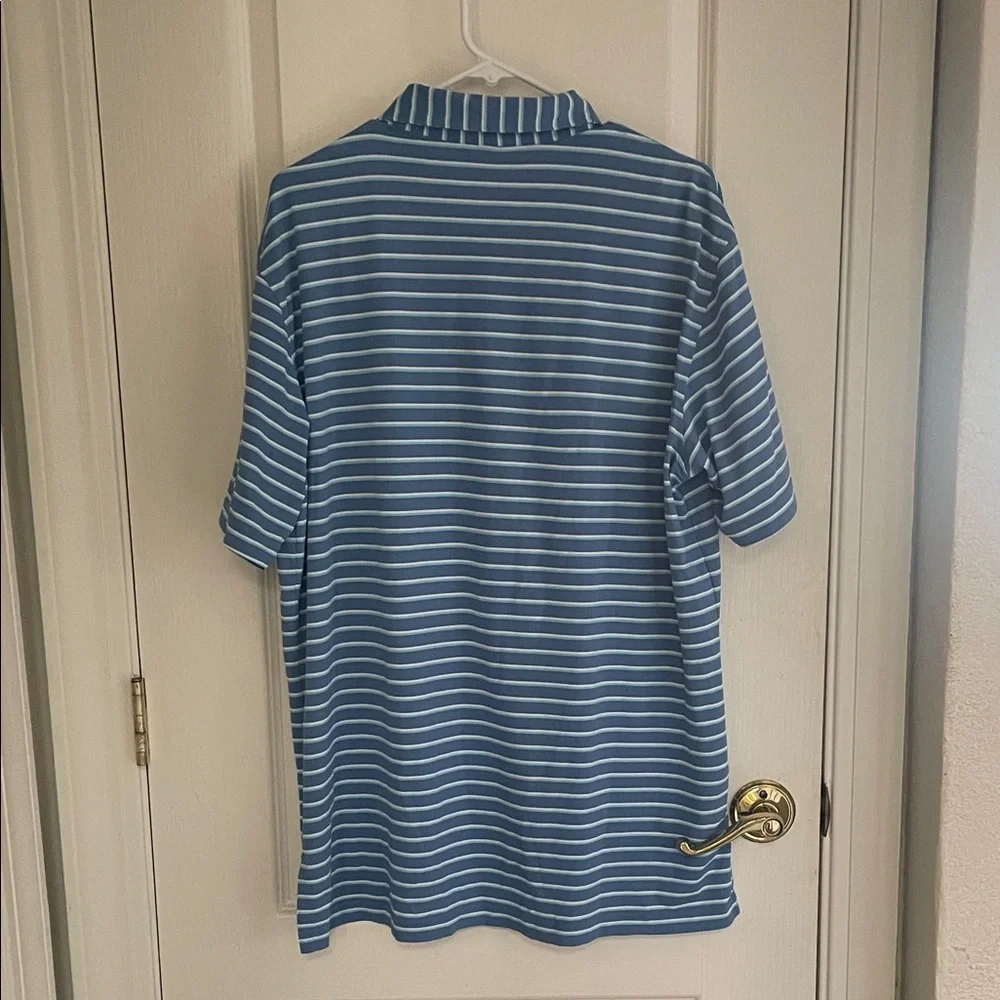 Peter Millar Blue and White Striped Polo Shirt